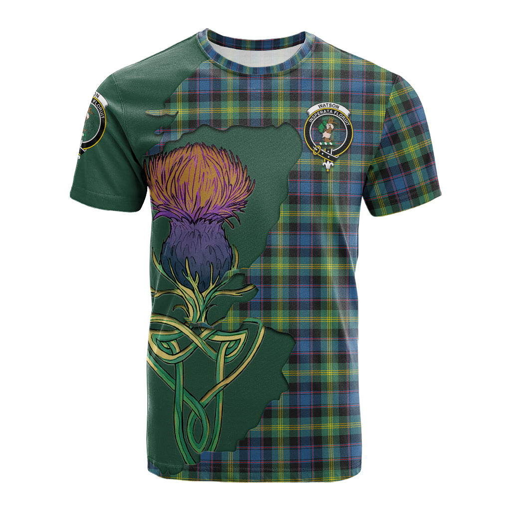 watson-ancient-tartan-family-crest-t-shirt-tartan-plaid-with-thistle-and-scotland-map-t-shirt