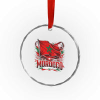 Waving Morocco Flag Stadium Lights Crystal Glass Ornament Patriotic Moroccan Soccer Fans