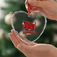Waving Morocco Flag Stadium Lights Heart Crystal Glass Ornament Patriotic Moroccan Soccer Fans