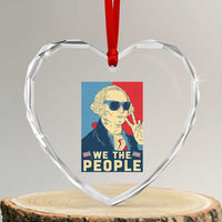 We the People Retro George Washington Heart Crystal Glass Ornament Patriotic American Founding Fathers Peace Sign - Wonder Print Shop