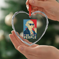 We the People Retro George Washington Heart Crystal Glass Ornament Patriotic American Founding Fathers Peace Sign - Wonder Print Shop