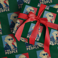 We the People Retro George Washington Wrapping Paper Roll Patriotic American Founding Fathers Peace Sign - Wonder Print Shop