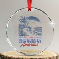Welcome To America's Gulf Crystal Glass Ornament Retro Vintage Beach TS02