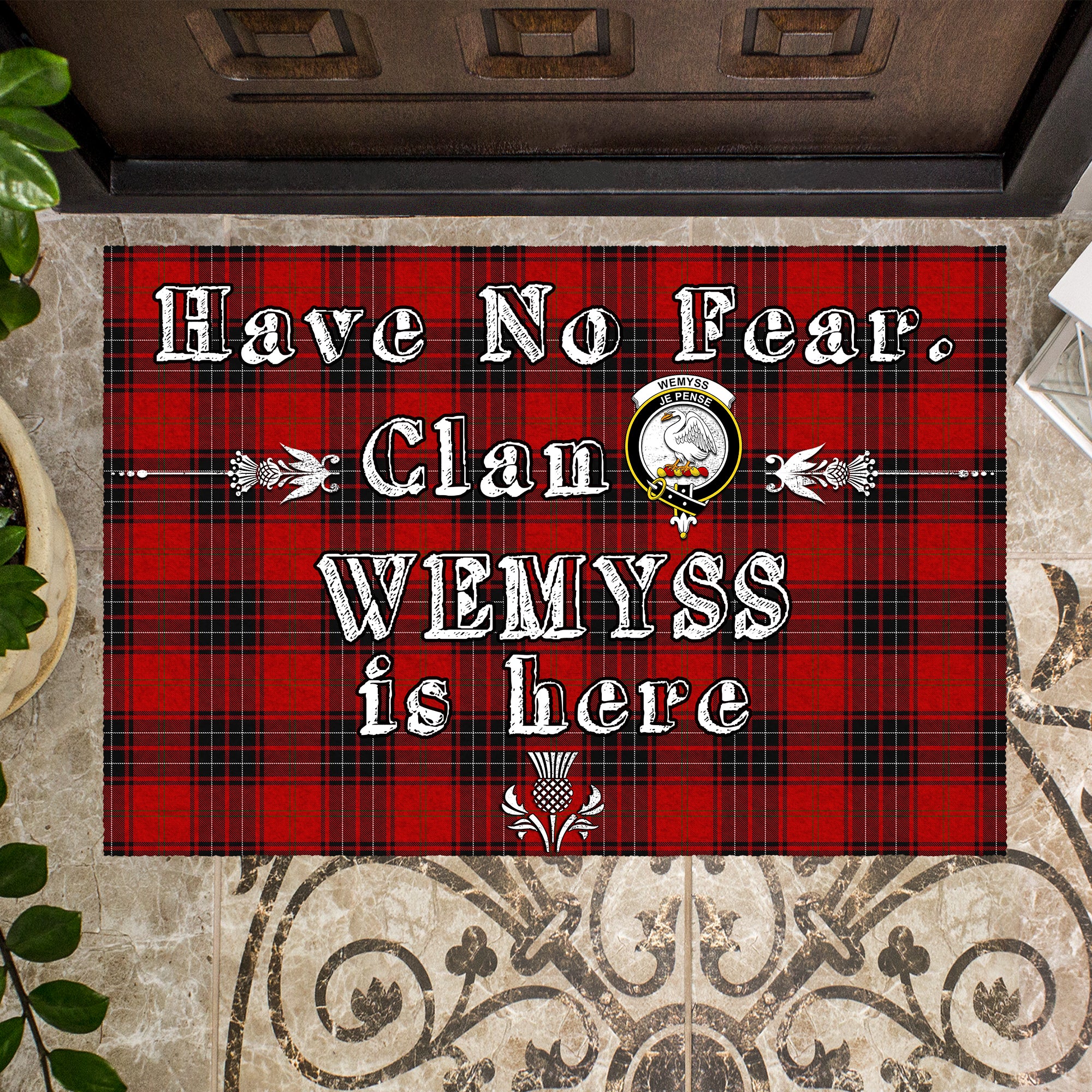 wemyss-clan-tartan-door-mat-family-crest-have-no-fear-tartan-door-mat