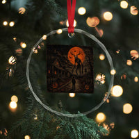 Wendigo Halloween Crystal Glass Ornament Vintage Deer Skull Spooky Night Graphic