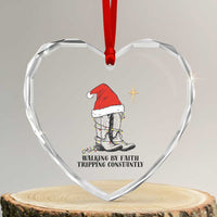 Western Christian Cowboy Heart Crystal Glass Ornament Walking By Faith Tripping Constantly - Wonder Print Shop