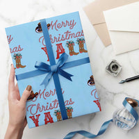 Western Cowboy Howdy Wrapping Paper Roll Merry Christmas Yall Cowgirl Boots Hat - Wonder Print Shop
