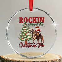 Western Crystal Glass Ornament Vintage 90s Cowboy Santa Claus Xmas Tree TS10