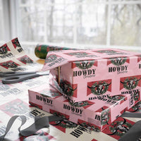 Western Howdy Christmas Wrapping Paper Roll Longhorn Skull Xmas Wreath - Wonder Print Shop