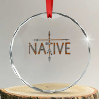 Western Style Tribal Feather Crystal Glass Ornament Vintage Boho Graphic