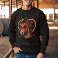 Valentine's Day Sweatshirt Funny Cute Horse Cowboy Western - Wonder Print Shop