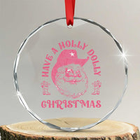 Western Xmas Crystal Glass Ornament Have A Holly Dolly Cowboy Santa TS11