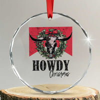 Western Xmas Crystal Glass Ornament Howdy Christmas Cow Skull Xmas Wreath TS11