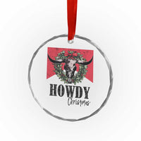 Western Xmas Crystal Glass Ornament Howdy Christmas Cow Skull Xmas Wreath TS11