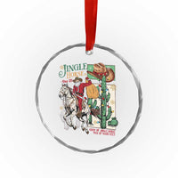 Western Xmas Crystal Glass Ornament Jingle Horse Pick Up Your Feet Cowboy Santa Rider TS09