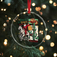 Western Xmas Crystal Glass Ornament Jingle Horse Pick Up Your Feet Cowboy Santa Rider TS09
