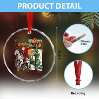Western Xmas Crystal Glass Ornament Jingle Horse Pick Up Your Feet Cowboy Santa Rider TS09