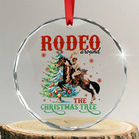 Western Xmas Crystal Glass Ornament Rodeo Around The Christmas Tree Cowgirl TS11