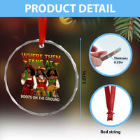 Where Them Fans At Boots On The Ground Crystal Glass Ornament Black African American Cowgirl Western Country Rodeo - Wonder Print Shop
