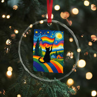 Whimsical Black Cat Pride Flag Crystal Glass Ornament Colorful LGBTQ Rainbow - Wonder Print Shop