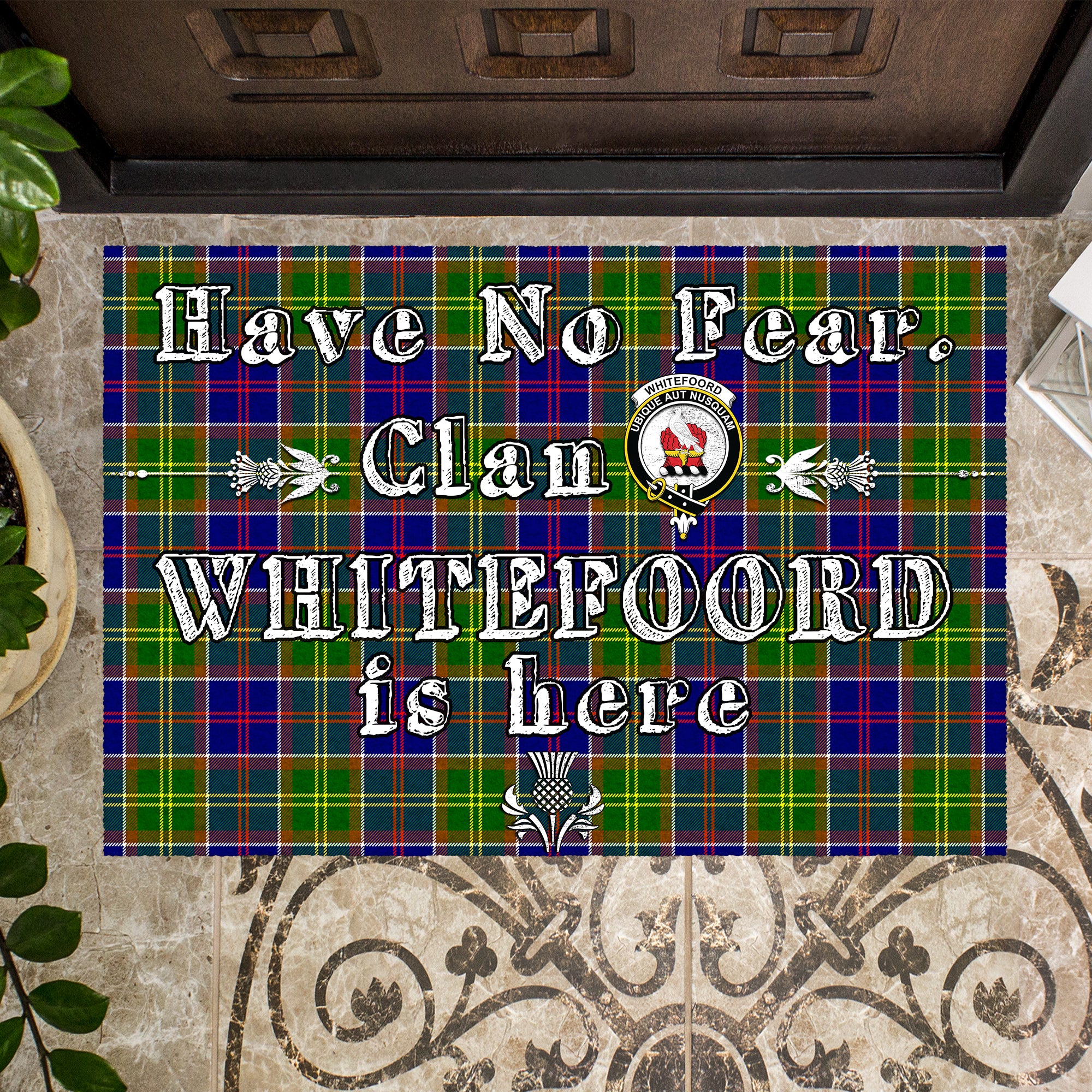 whitefoord-modern-clan-tartan-door-mat-family-crest-have-no-fear-tartan-door-mat