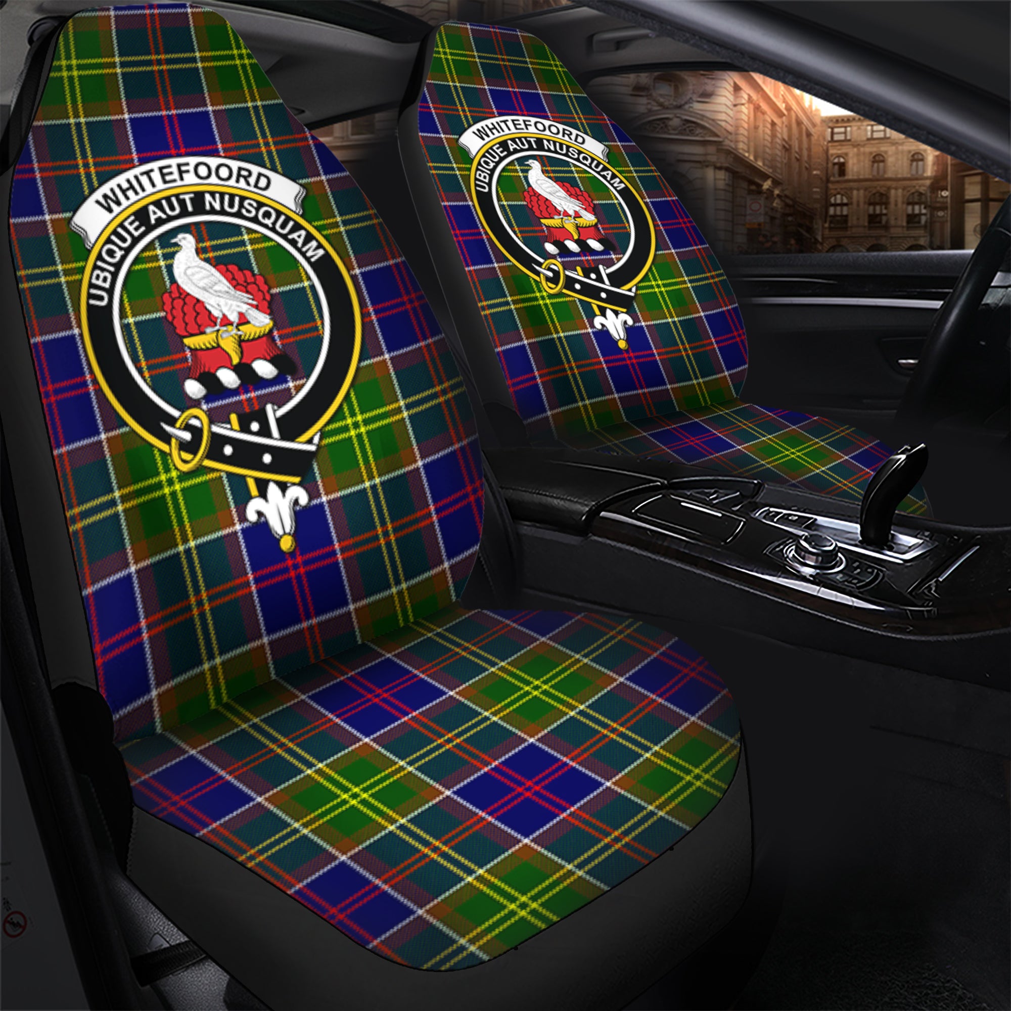 Whitefoord Modern Clan Tartan Car Seat Cover, Family Crest Tartan Seat Cover TS23