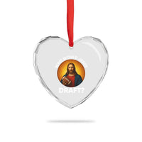 Who Would Jesus Draft Heart Crystal Glass Ornament Christian Football Lover - Wonder Print Shop