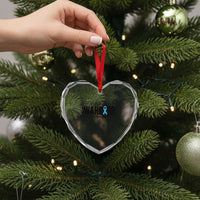Wife Of A Warrior Prostate Cancer Awareness Heart Crystal Glass Ornament Blue Ribbon Graphic