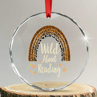 Wild About Reading Crystal Glass Ornament Teacher Student Back to School Retro Rainbow TS02