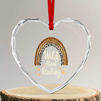 Wild About Reading Heart Crystal Glass Ornament Teacher Student Back to School Retro Rainbow - Wonder Print Shop