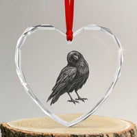Winking Raven Crow Heart Crystal Glass Ornament Vintage Dark Academia Funny Bird Graphic