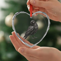 Winking Raven Crow Heart Crystal Glass Ornament Vintage Dark Academia Funny Bird Graphic