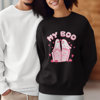 Valentine's Day Sweatshirt My Boo Cute Lover Couple Ghost - Wonder Print Shop
