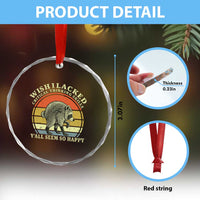 Wish I Lacked Critical Thinking Skills Y'all Seem So Happy Crystal Glass Ornament Retro Jimothy Raccoon Sarcastic Quote Gift
