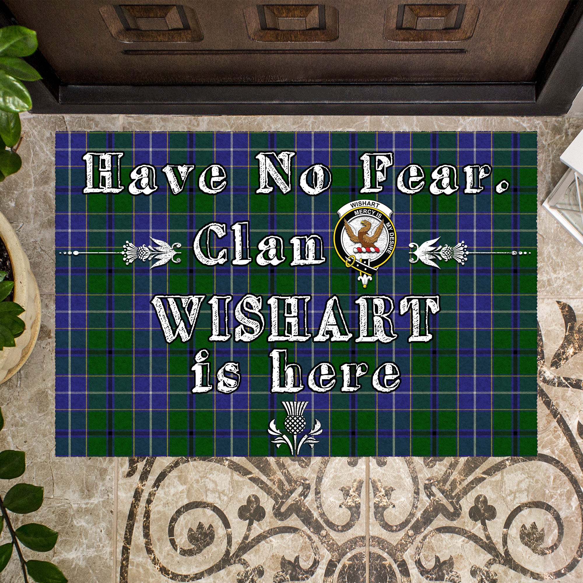 wishart-hunting-clan-tartan-door-mat-family-crest-have-no-fear-tartan-door-mat