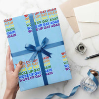 Woke Up Gay Again Wrapping Paper Roll Funny LGBTQ Rainbow Typography