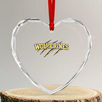 Wolverine Lover Sports Game Day Scratch Mark Heart Crystal Glass Ornament