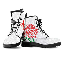 Women Rugby England Leather Boots Red Roses Energy Never Stops - Wonder Print Shop