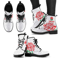 Women Rugby England Leather Boots Red Roses Energy Never Stops - Wonder Print Shop
