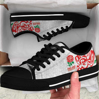Women Rugby England Low Top Shoes Red Roses Energy Never Stops - Wonder Print Shop