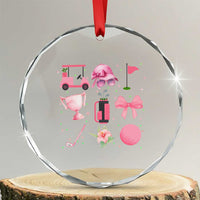 Womens Golf Lover Crystal Glass Ornament Cute Pink Bow Golf Sports Gift TS12