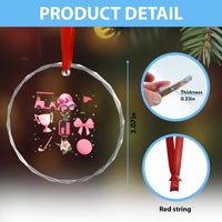Womens Golf Lover Crystal Glass Ornament Cute Pink Bow Golf Sports Gift TS12