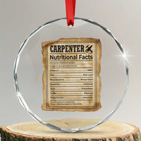 Woodworker Nutrition Label Crystal Glass Ornament Carpenter Nutritional Facts Graphic