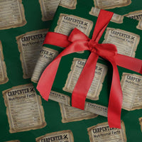 Woodworker Nutrition Label Wrapping Paper Roll Carpenter Nutritional Facts Graphic