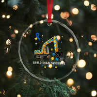 World Down Syndrome Awareness Day Bulldozer Crystal Glass Ornament TS02