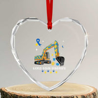 World Down Syndrome Awareness Day Bulldozer Heart Crystal Glass Ornament - Wonder Print Shop