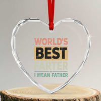 Worlds Best Farter I Mean Father Heart Crystal Glass Ornament Funny Farted Dad Father's Day