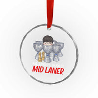 Worlds Okayest Mid Laner Crystal Glass Ornament Funny Game Lover Gift - Wonder Print Shop