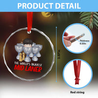 Worlds Okayest Mid Laner Crystal Glass Ornament Funny Game Lover Gift - Wonder Print Shop