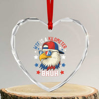 WTF Is A Kilometer Bruh Heart Crystal Glass Ornament Funny Patriotic American Bald Eagle - Wonder Print Shop